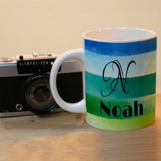 Minimalistischer Regenbogenname Initialmonogramm Kaffeetasse