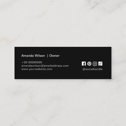 Minimalistischer Reinigungsservice für Schwarz und Mini Visitenkarte (Rückseite)