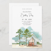 Minimalistischer Reiseverlauf Geburtstag Einladung (Vorne/Hinten)