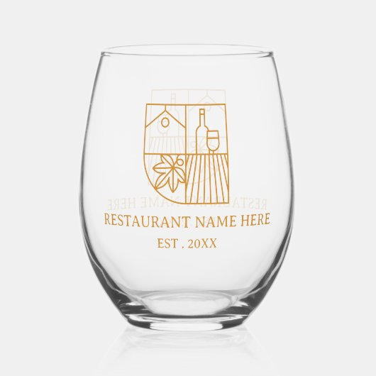 Minimalistischer Restaurantname Weinglas Ohne Stiel (Vorderseite)