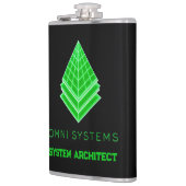 Minimalistischer Retro-Futurismus Omni Systems Tec Flachmann (Links)