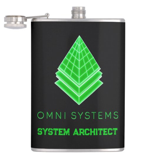 Minimalistischer Retro-Futurismus Omni Systems Tec Flachmann (Geöffnet)