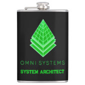 Minimalistischer Retro-Futurismus Omni Systems Tec Flachmann (Vorderseite)
