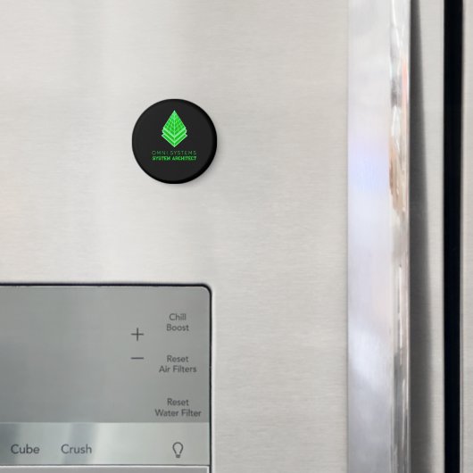Minimalistischer Retro-Futurismus Omni Systems Tec Magnet (In Situ (Kühlschrank))