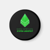 Minimalistischer Retro-Futurismus Omni Systems Tec Magnet (Vorne)