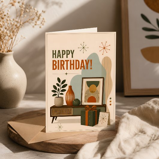 Minimalistischer Retro-Geburtstag Karte