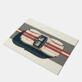 Minimalistischer Retro-Rennwagenstreifen Fußmatte (Schrägansicht)