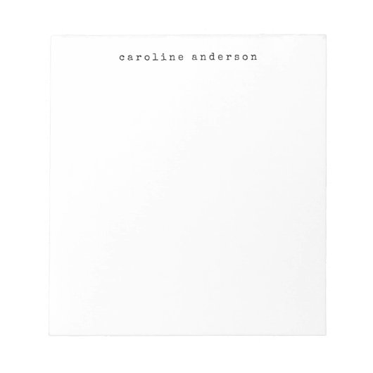 Minimalistischer Retro-Schreibmaschine Schriftart  Notizblock (Vorderseite)