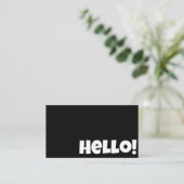 Minimalistischer Retro-Schwarzweiß-QR-Code Hallo Visitenkarte (Stehend Vorderseite)