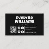 Minimalistischer Retro-Schwarzweiß-QR-Code Hallo Visitenkarte (Rückseite)