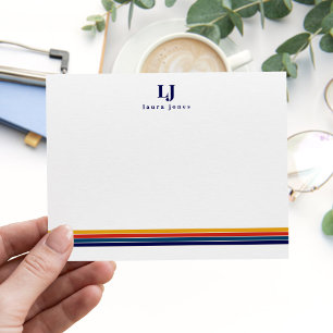Minimalistischer Retro-Streifen Monogramm Mitteilungskarte