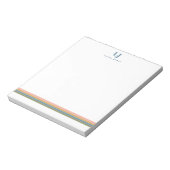 Minimalistischer Retro-Streifen-Monogramm Notizblock (Rotiert)