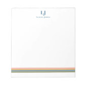 Minimalistischer Retro-Streifen-Monogramm Notizblock (Vorderseite)