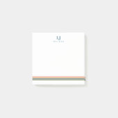 Minimalistischer Retro-Streifen Monogramm Post-it Klebezettel (Vorderseite)