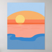 Minimalistischer Retroorange-Sonnenuntergang Poster (Vorne)