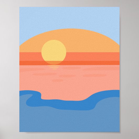Minimalistischer Retroorange-Sonnenuntergang Poster (Vorne)