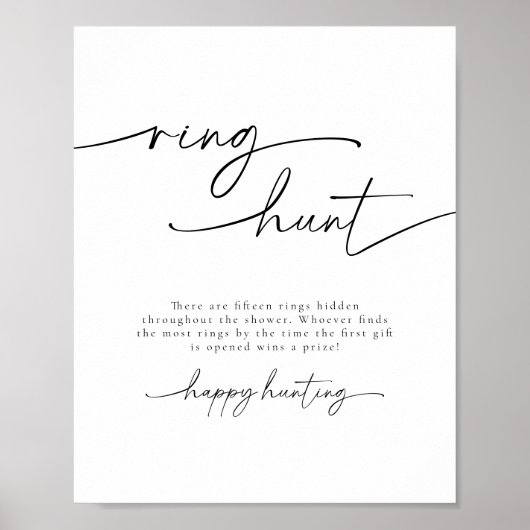 Minimalistischer Ring Hour Brautparty Game Sign Poster (Vorne)