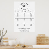 Minimalistischer Ring-Logo-Hochzeitssitzplan Poster (Küche)