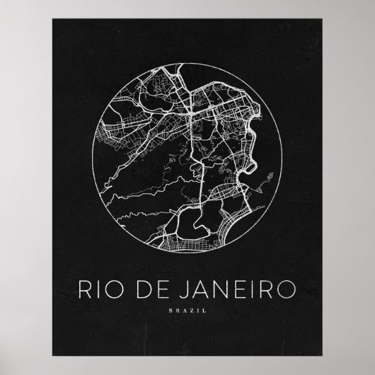 Minimalistischer Rio De Janeiro Stadtplan Poster (Vorne)