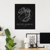 Minimalistischer Rio De Janeiro Stadtplan Poster (Heimbüro)