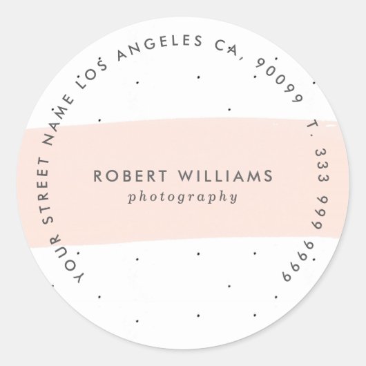 Minimalistischer rosa Abstrakter Pinselstrich Runder Aufkleber (Vorderseite)