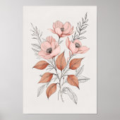 Minimalistischer rosa Blossom Botanische Kunst Dru Poster (Vorne)