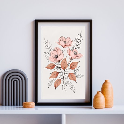 Minimalistischer rosa Blossom Botanische Kunst Dru Poster