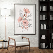 Minimalistischer rosa Blossom Botanische Kunst Pri Poster