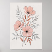 Minimalistischer rosa Blossom Botanische Kunst Pri Poster (Vorne)