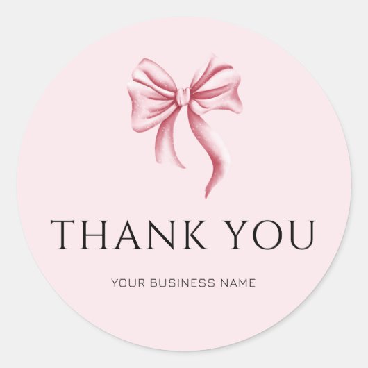 Minimalistischer rosa Bogen Danke Geschäft Runder Aufkleber (Vorderseite)