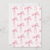 Minimalistischer rosa Bow, der das Brautparty des  Einladung (Rückseite)