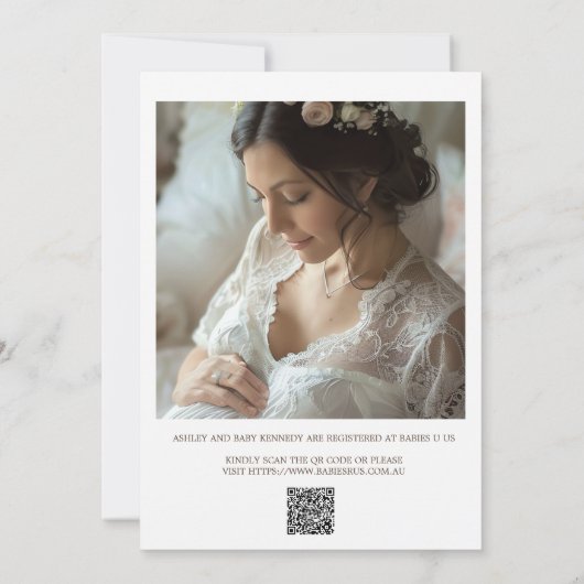 Minimalistischer rosa Bow QR Code Kinderdusche Einladung (Rückseite)