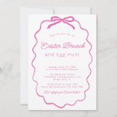 Minimalistischer, rosa Coquette Bow Osterfeier Einladung (Vorderseite)