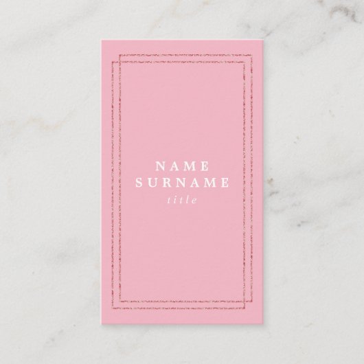 Minimalistischer rosa Glitzer-vertikale Visitenkarte (Vorderseite)