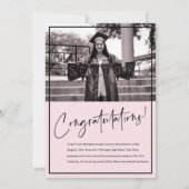 Minimalistischer Rosa Hintergrund Foto Abschluss Ankündigung (Rückseite)