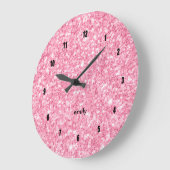 Minimalistischer Rosa-Imitat-Glitzer Große Wanduhr (Winkel)