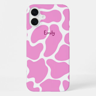 Minimalistischer rosa Kuhdruck iPhone 16 Plus Hülle