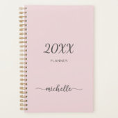 Minimalistischer rosa Monogramm Name 2023 Planer (Vorderseite)
