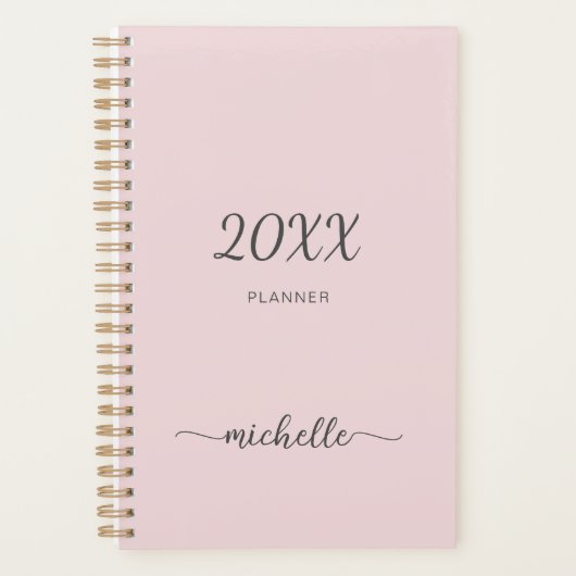 Minimalistischer rosa Monogramm Name 2023 Planer (Vorderseite)