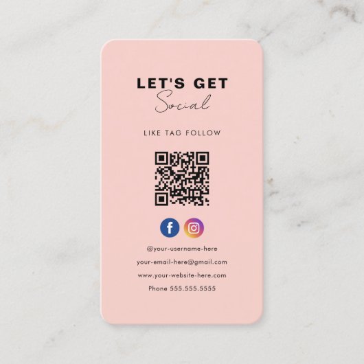 Minimalistischer rosa QR-Code Verbindung mit uns h Visitenkarte