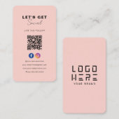 Minimalistischer rosa QR-Code Verbindung mit uns h Visitenkarte (Vorne/Hinten)