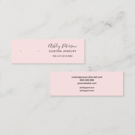 Minimalistischer Rosa Schmuckstück Ohrring Mini Visitenkarte (Vorne/Hinten)