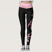 Minimalistischer Rosa Schwarzer Irisierender Drach Leggings (Vorderseite)