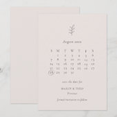 Minimalistischer, rosa Schwarzer Kalender Save the Date (Vorne/Hinten)