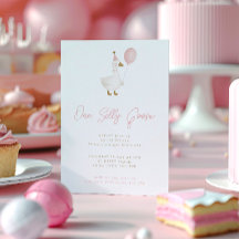 Minimalistischer Rosa Silly Goose Erster Geburtsta