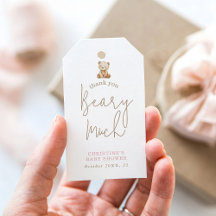 Minimalistischer Rosa Teddybär Baby Shower Dankesc