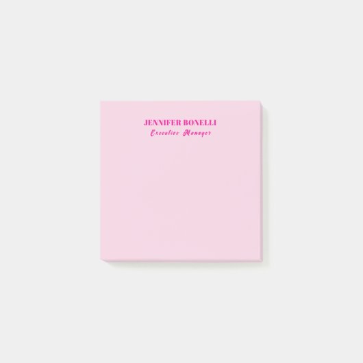 Minimalistischer rosa trendiger personalisierter N Post-it Klebezettel (Vorderseite)