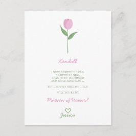 Minimalistischer rosa Tulip für den Vorschlag für Postkarte