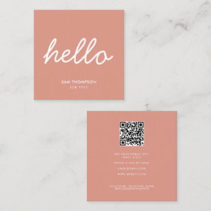 Minimalistischer, rosa und weißer QR-Code Quadratische Visitenkarte