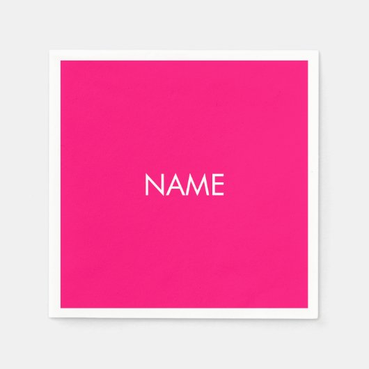 Minimalistischer, rosafarbener Fuchsiatext individ Serviette (Vorderseite)